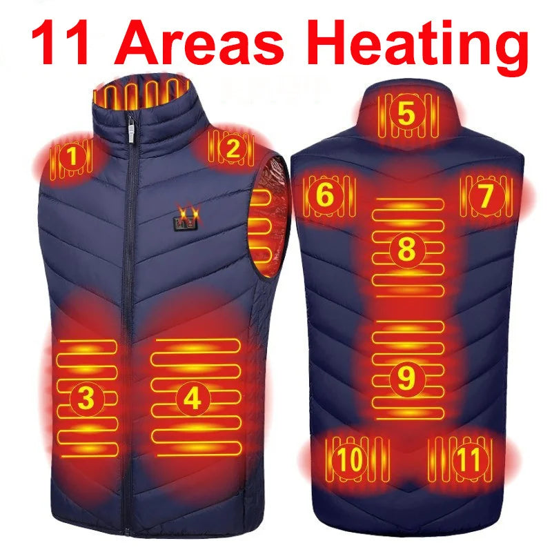 17/13 Zones Heated Vest Men Women Usb Heated Jacket Thermal Hunting Vest Winter Heating Jacket Chauffante Heating Veste S-6XL