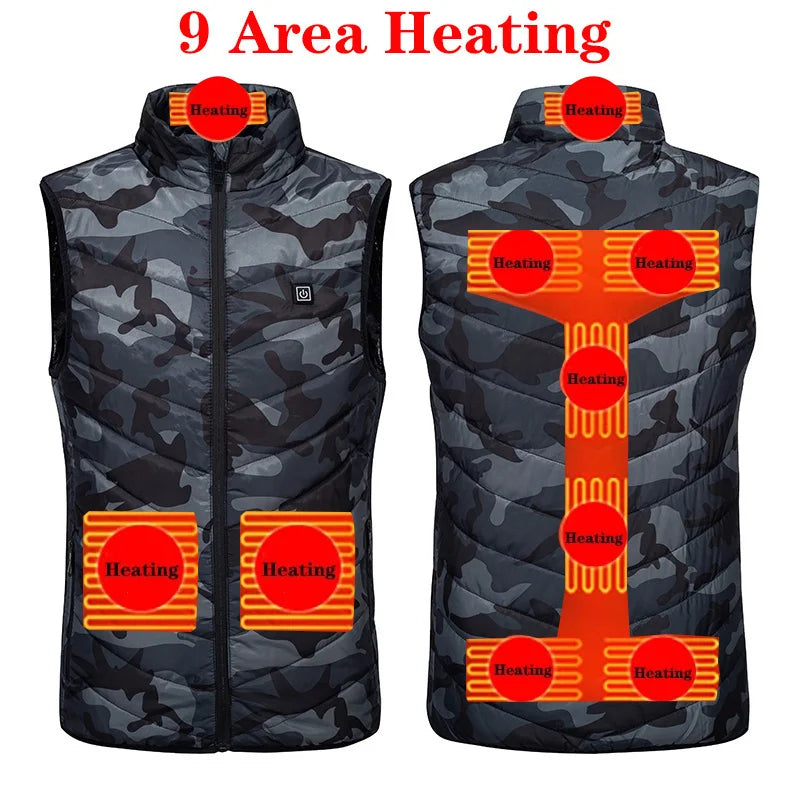 17/13 Zones Heated Vest Men Women Usb Heated Jacket Thermal Hunting Vest Winter Heating Jacket Chauffante Heating Veste S-6XL
