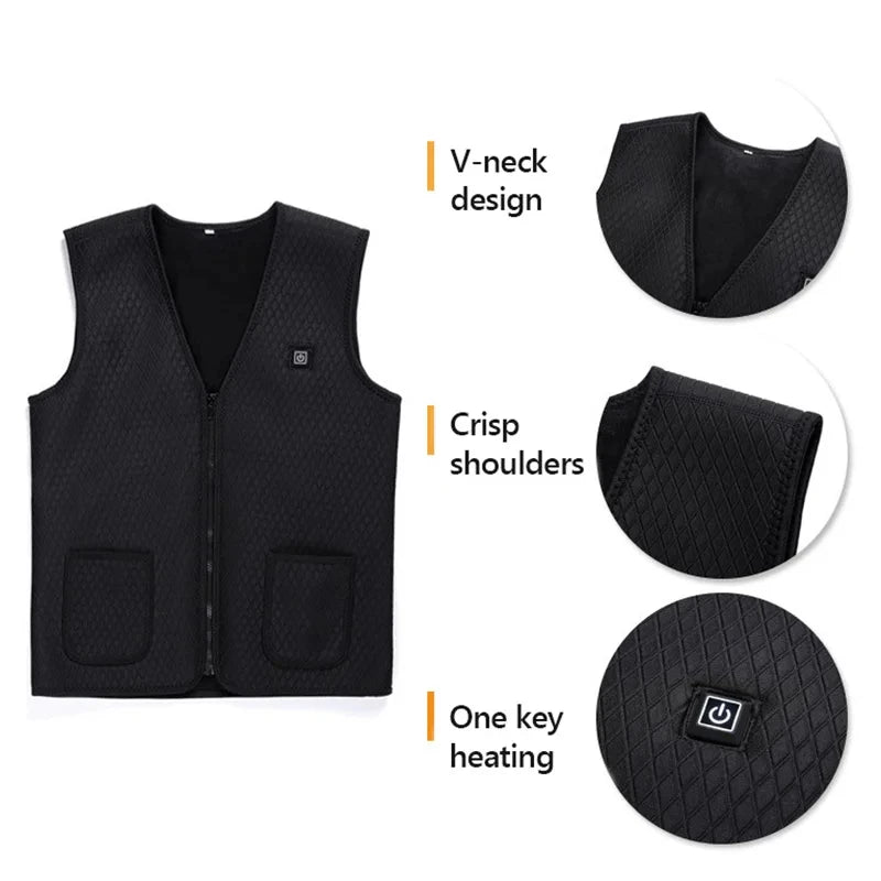 Men's USB Heated Vest Jackets Winter Outdoor Electric Heating Vest Warm Thermal Coat Women Men Keep Warm Sportswear XA217TQ