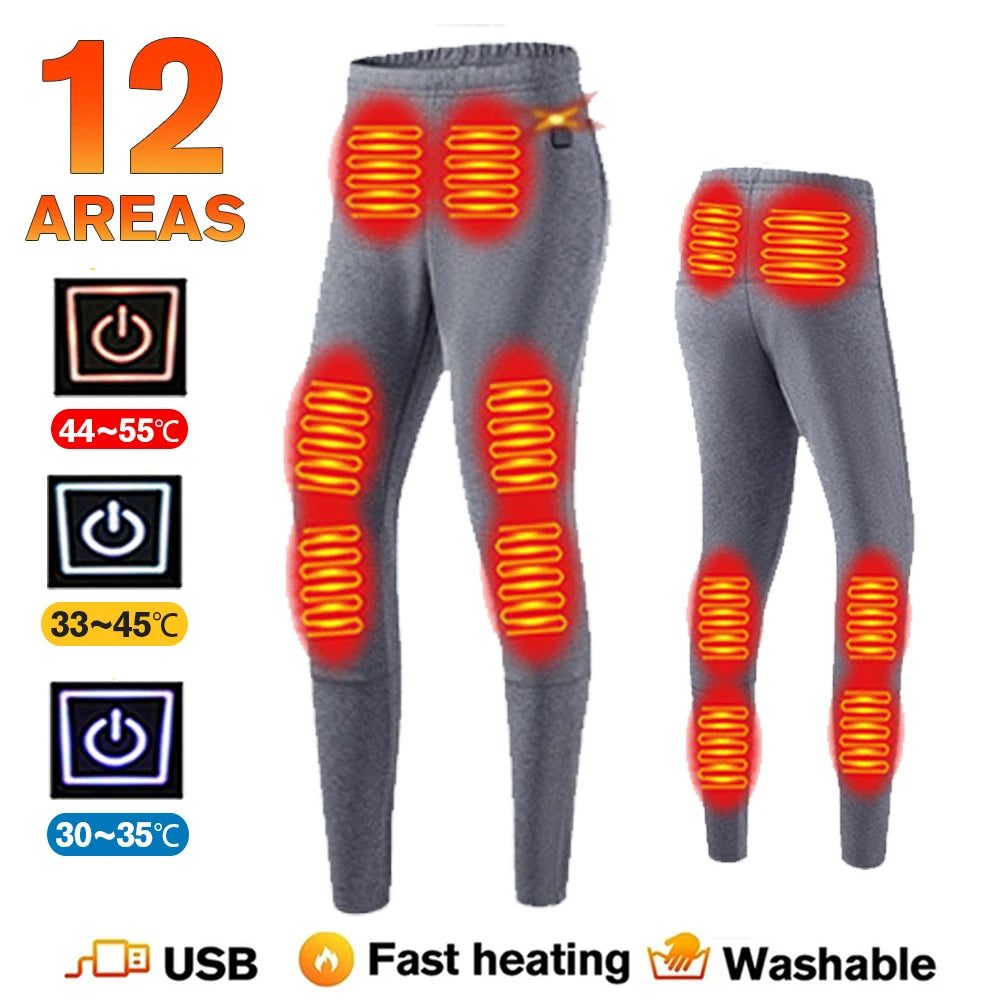 Winter Thermal Heated Jacket Men Vest Heated Underwear Men's Ski Suit USB Electric Heating Clothing Fleece Thermal Long Johns