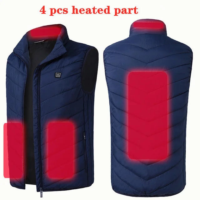 17/13 Zones Heated Vest Men Women Usb Heated Jacket Thermal Hunting Vest Winter Heating Jacket Chauffante Heating Veste S-6XL