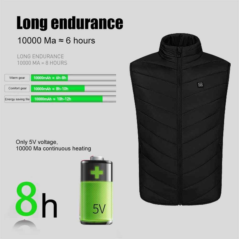 21 Zone Heated Jacket USB Electric Heated Cotton Clothes Warm Snow Heated Vest Jacket Hunting Ski Camping Winter M-4XL