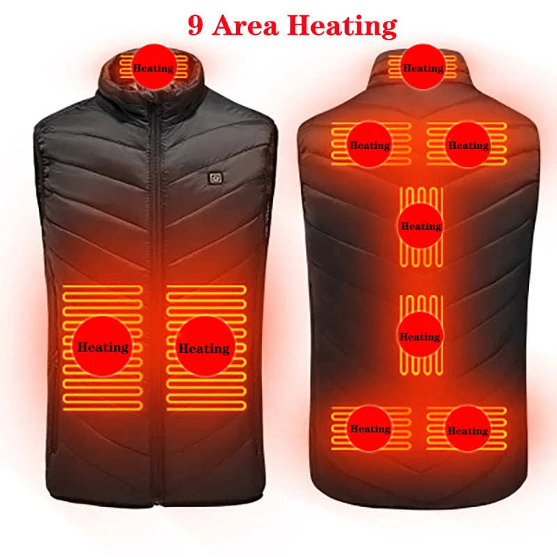 17/13 Zones Heated Vest Men Women Usb Heated Jacket Thermal Hunting Vest Winter Heating Jacket Chauffante Heating Veste S-6XL