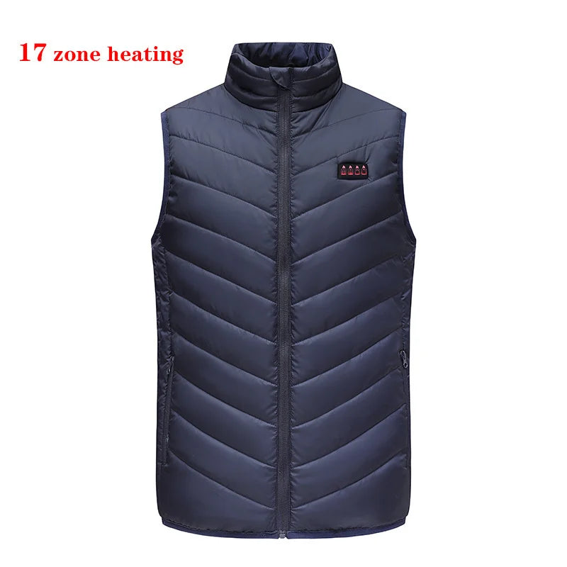 17/13 Zones Heated Vest Men Women Usb Heated Jacket Thermal Hunting Vest Winter Heating Jacket Chauffante Heating Veste S-6XL
