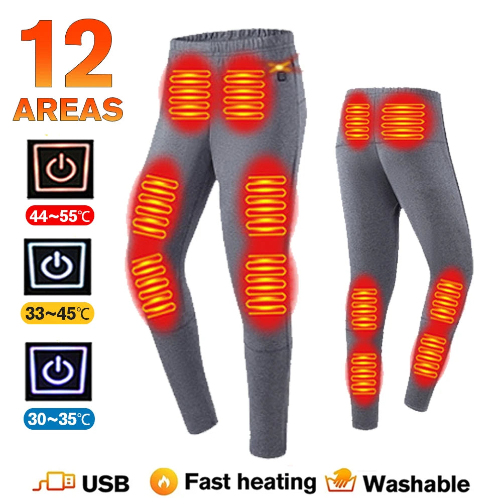 Winter Thermal Heated Jacket Men Vest Heated Underwear Men's Ski Suit USB Electric Heating Clothing Fleece Thermal Long Johns