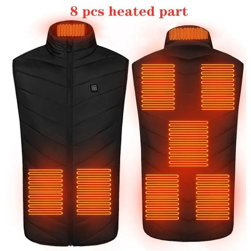 17/13 Zones Heated Vest Men Women Usb Heated Jacket Thermal Hunting Vest Winter Heating Jacket Chauffante Heating Veste S-6XL
