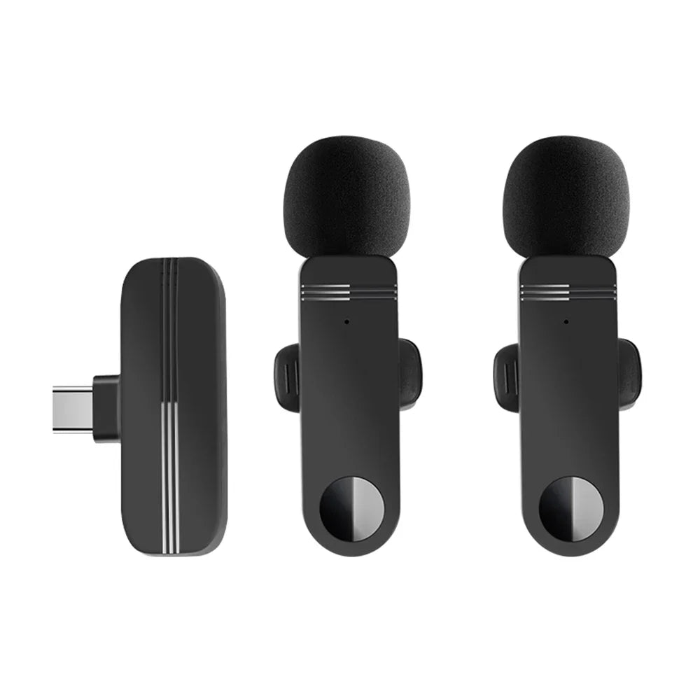 2.4G Wireless Lavalier Microphone With Windproof Cove Audio Video Recording Mini Mic For Android Mobile Phone Microphone