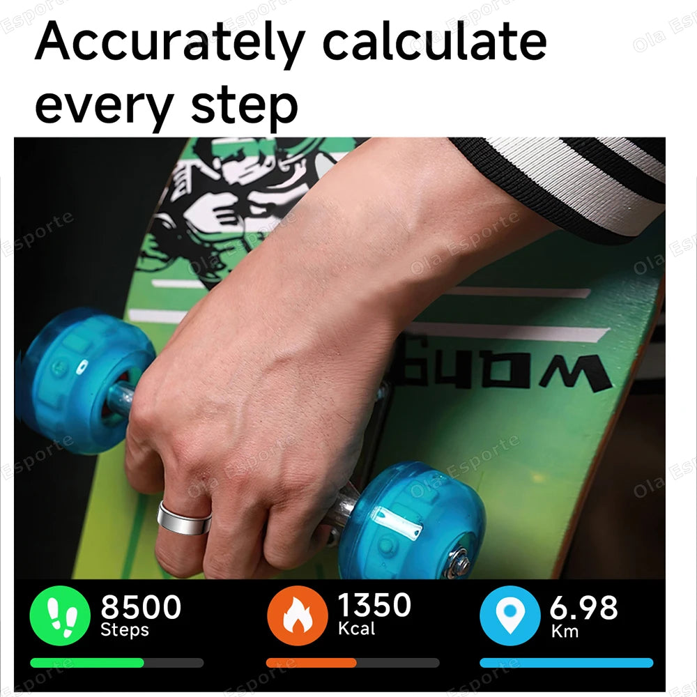 Smart Ring Lnformation Flashing Prompt Multiple Sports Modes Waterproof Fitness Rings Pedometer For Men Women Health Monitoring