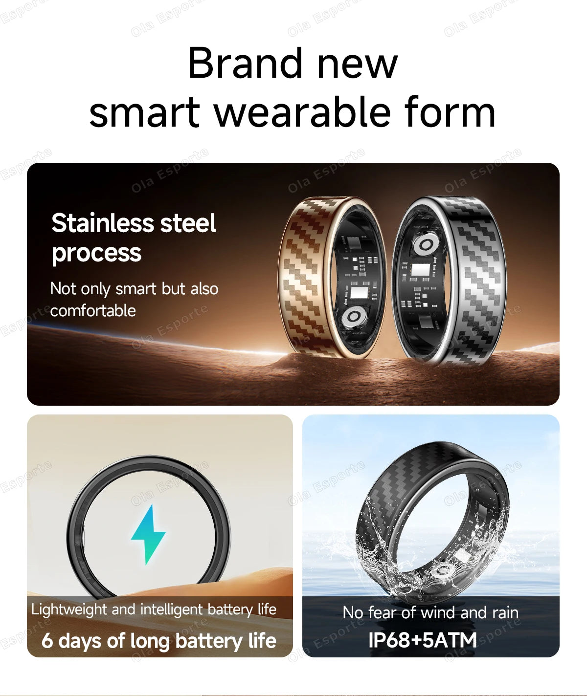 Smart Ring Lnformation Flashing Prompt Multiple Sports Modes Waterproof Fitness Rings Pedometer For Men Women Health Monitoring