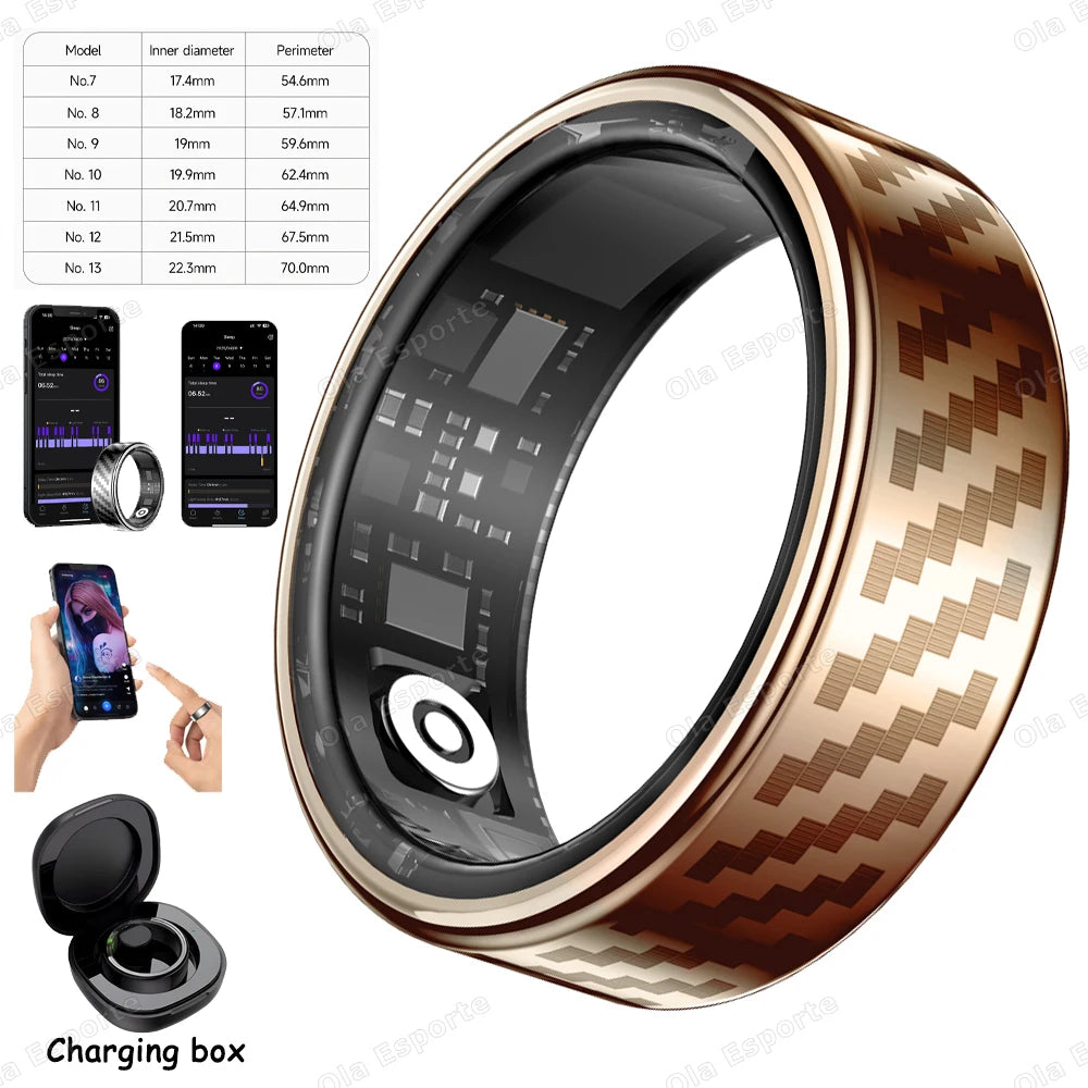Smart Ring Lnformation Flashing Prompt Multiple Sports Modes Waterproof Fitness Rings Pedometer For Men Women Health Monitoring