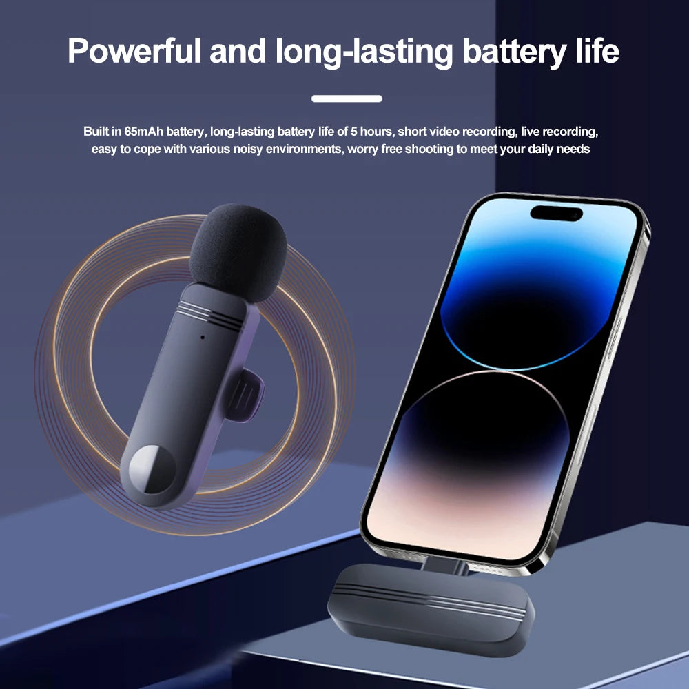 2.4G Wireless Lavalier Microphone With Windproof Cove Audio Video Recording Mini Mic For Android Mobile Phone Microphone