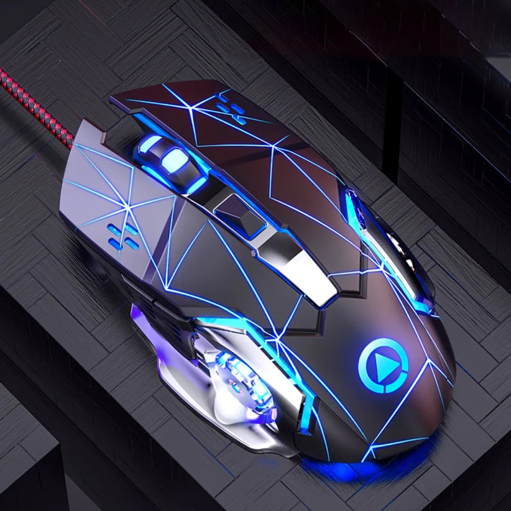 Fluent Colorful Light Wired Mouse 7-Color Illuminated USB Mouse with Sound Mechanical Mechanical Mouse PC Laptop