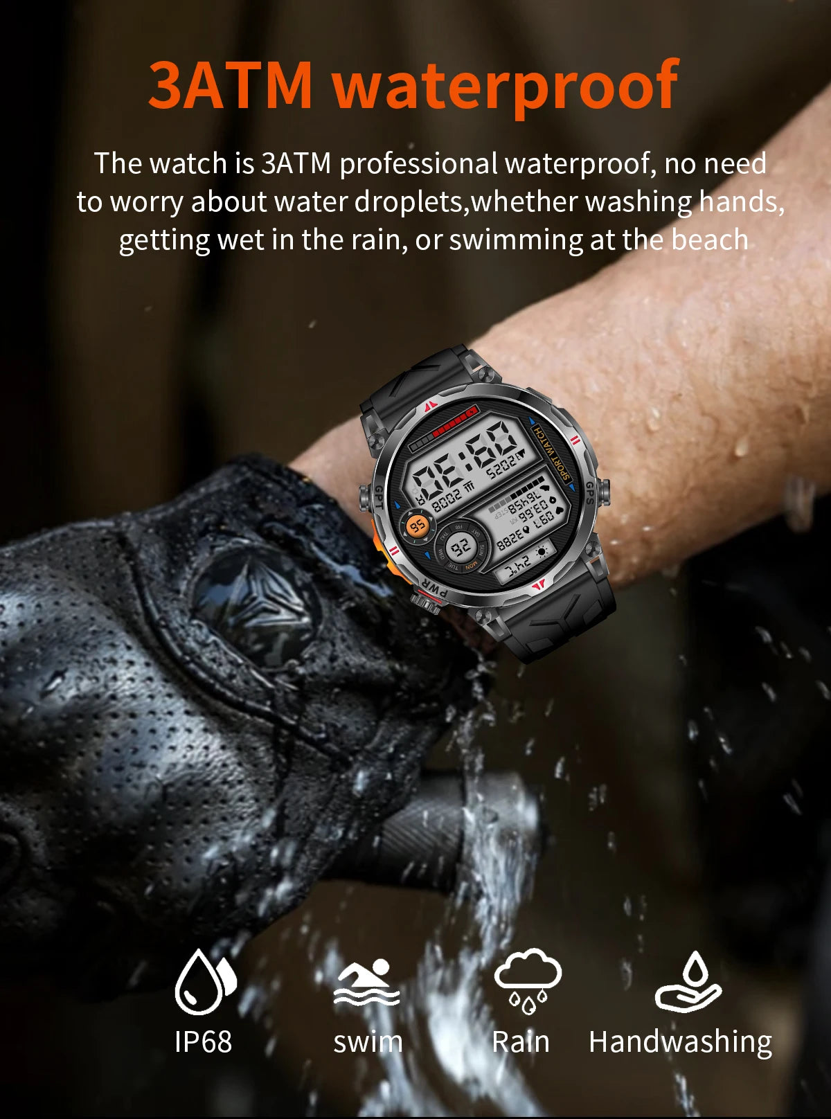 2025 Best seller Military AMOLED HD SmartWatch GPS Compass 10ATM Waterproof Tactics 170+Sport BT call SmartWatch 650Mah Battery