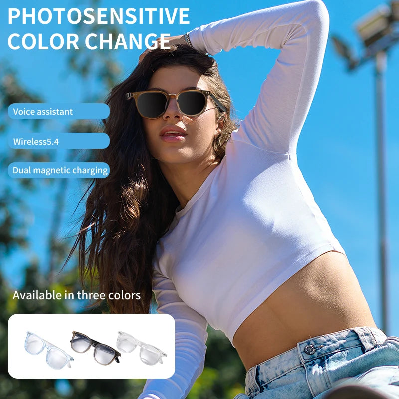 Smart glasses new color-changing lenses multifunctional sunglasses transparent anti-blue light eye protection for men and women
