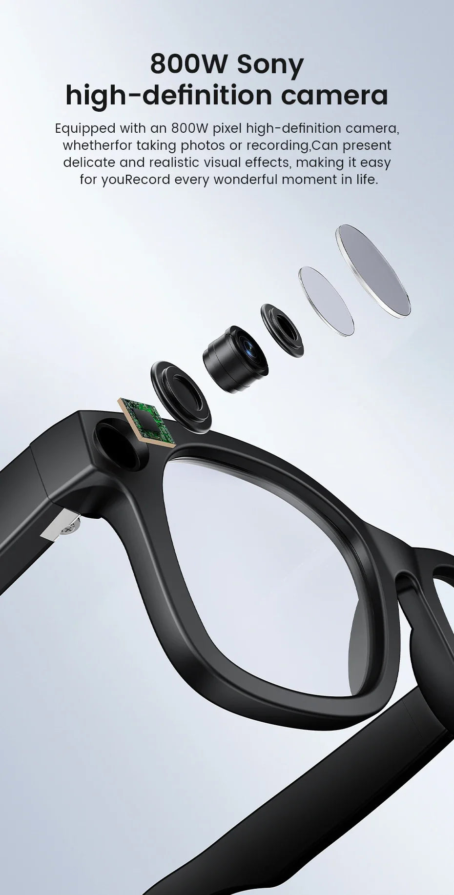 2025 New Smart Glasses 800W HD Camera AI Identification Touch 1080P HD Video Recording Al Voice Wireless Calling Smart Glasses