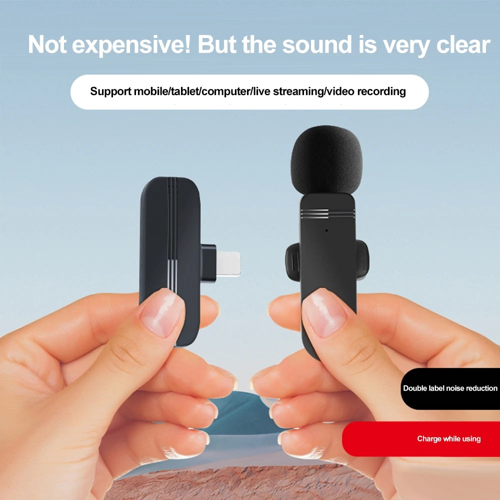 2.4G Wireless Lavalier Microphone With Windproof Cove Audio Video Recording Mini Mic For Android Mobile Phone Microphone