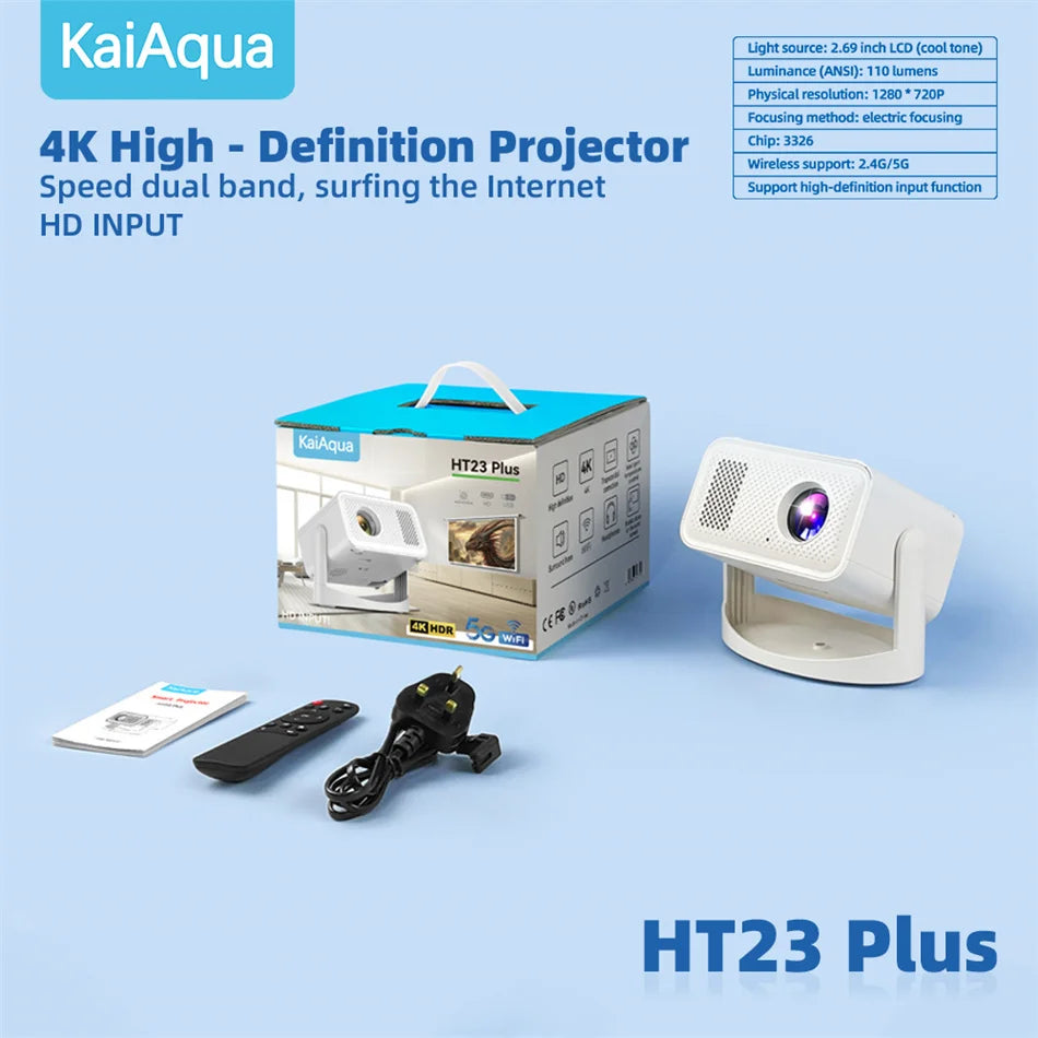 2025 Hot Projector 650 ANSI Android 13 Portable 4K Native Wifi 6 Bluetooth 5.2 1080P Auto Keystone Correction Home Projectors