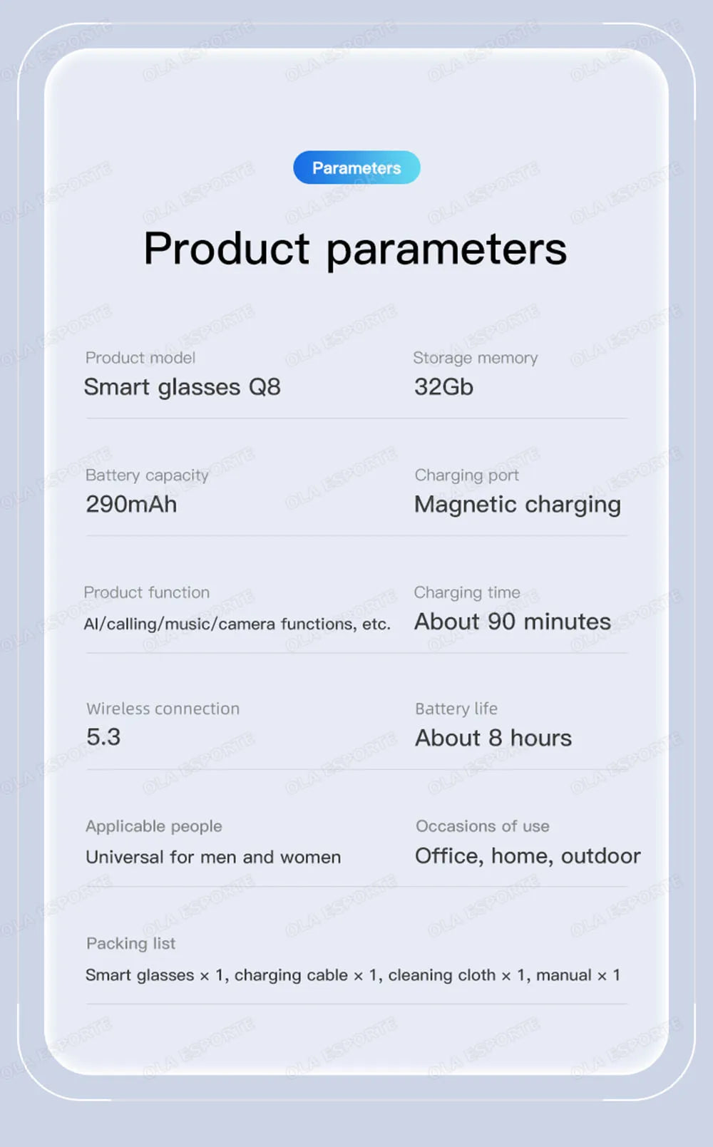 New Smart Glasses 2025 Recording Videos 800W Camera AI Photo Recognition Answer Translation Charging Lens BT Music Smartglasses