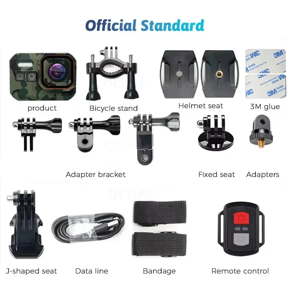 4K HD 60FPS Mini Camera Wifi Outdoor Sport 170° Wide Angle Action Kam Waterproof Bike Motorcycle Helmet Body Cam with LED Screen
