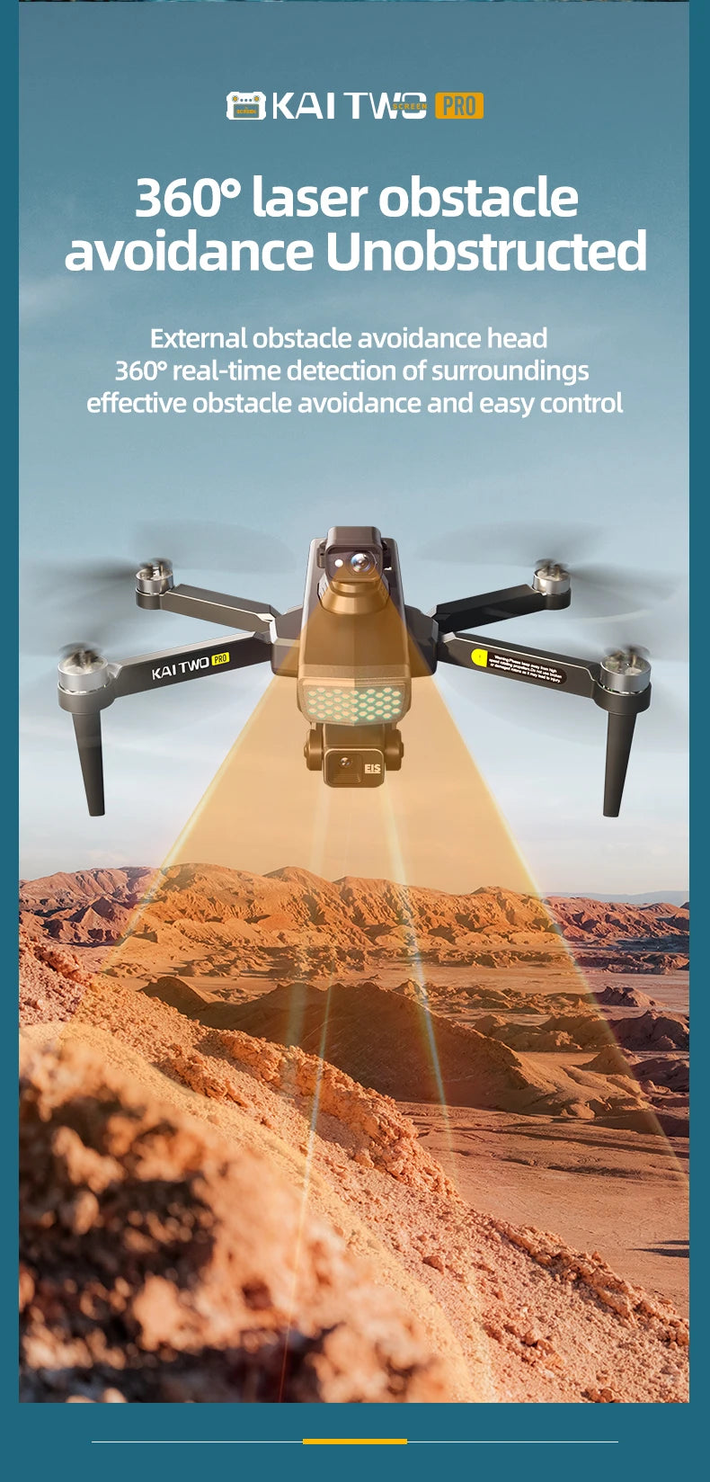 2025 KAITWO three-axis gimbal 5.6-inch touchscreen version with all-round laser obstacle avoidance, GPS optical flow positioning