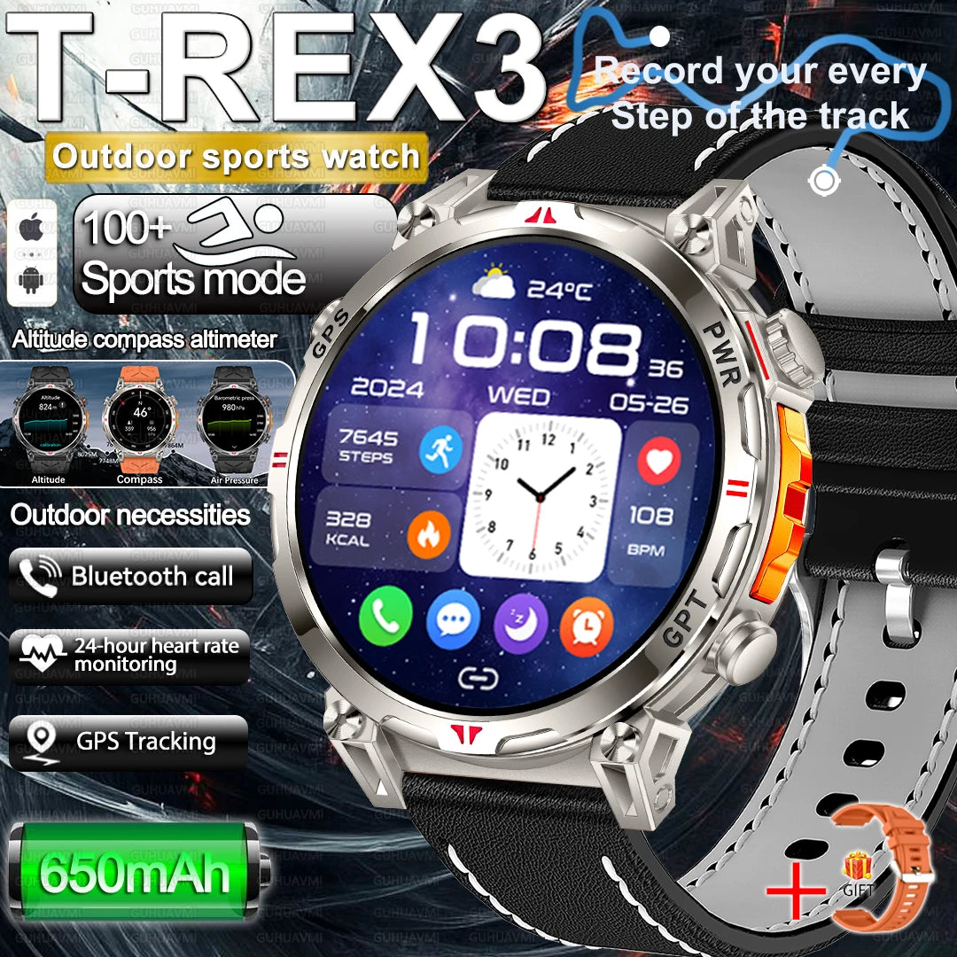 2025 Best seller Military AMOLED HD SmartWatch GPS Compass 10ATM Waterproof Tactics 170+Sport BT call SmartWatch 650Mah Battery