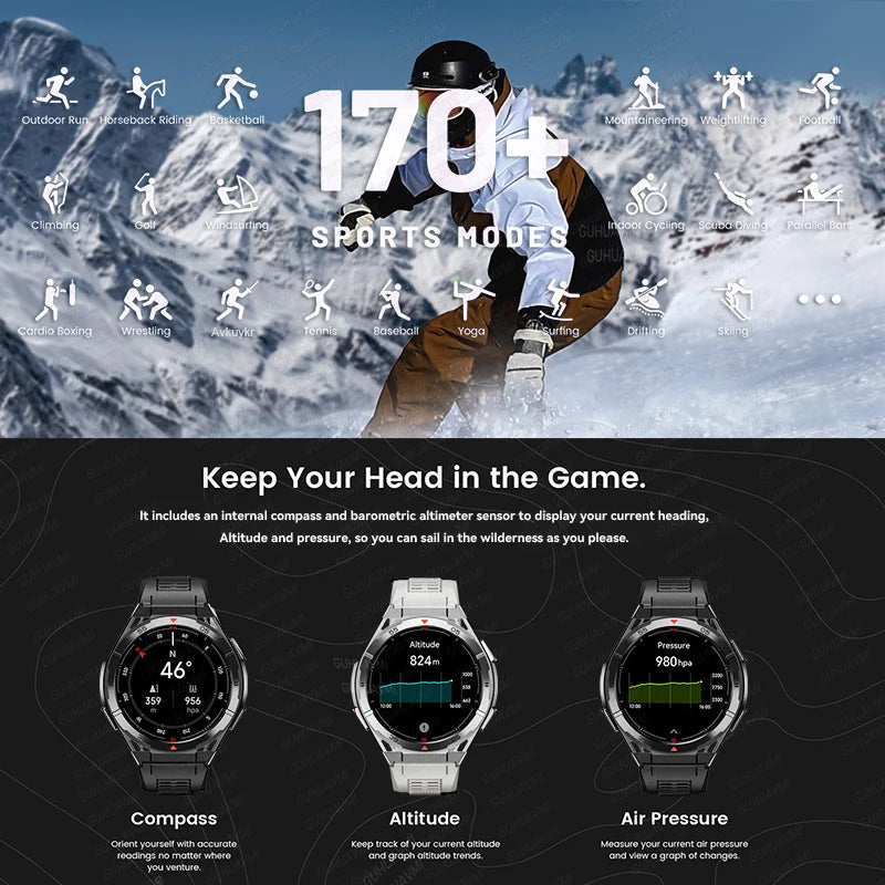New Outdoor Built-in GPS Smart Watch Men 1.43'' AMOLED Display Compass 3ATM Waterproof Swimming Grade Bluetooth Call Smartwatch