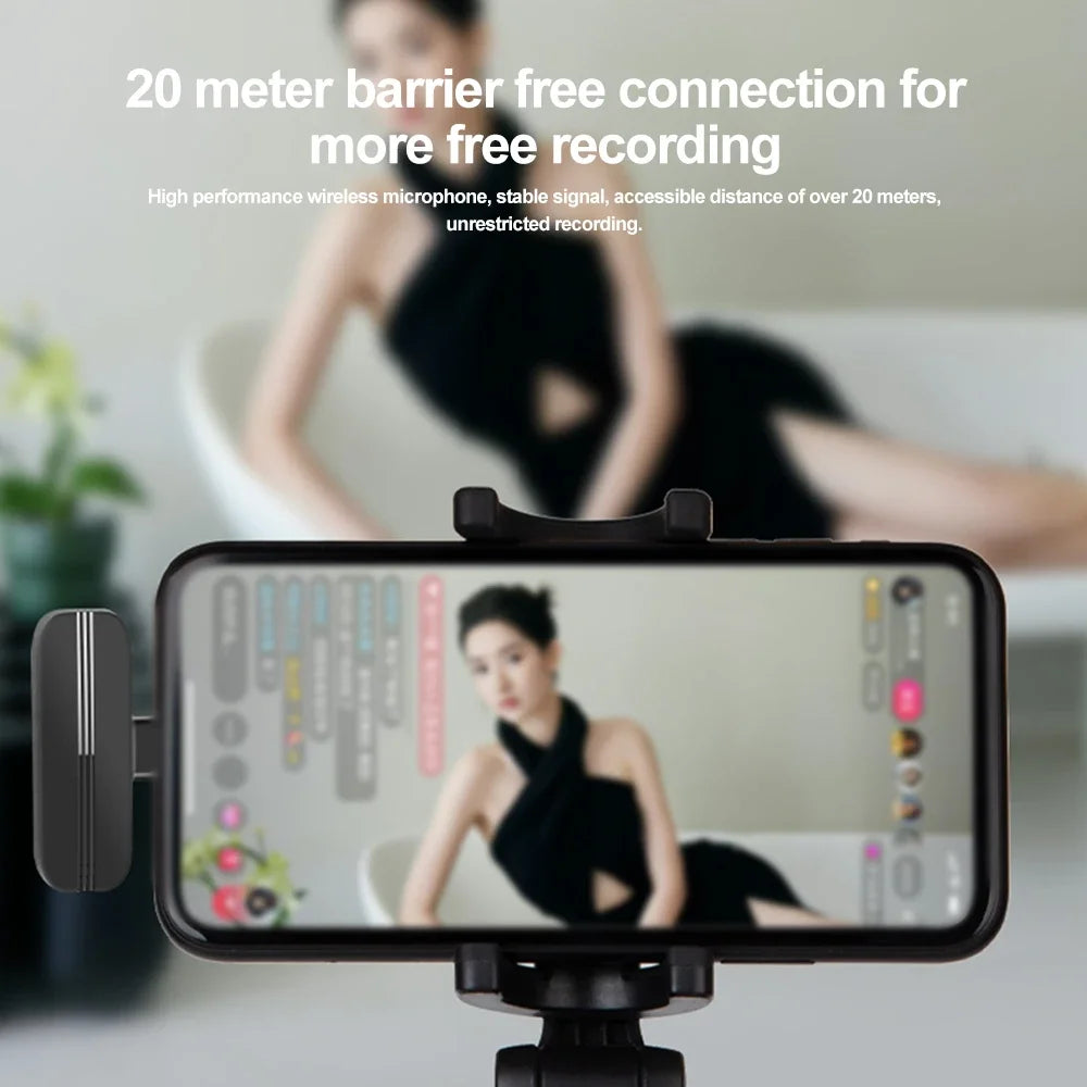 2.4G Wireless Lavalier Microphone With Windproof Cove Audio Video Recording Mini Mic For Android Mobile Phone Microphone