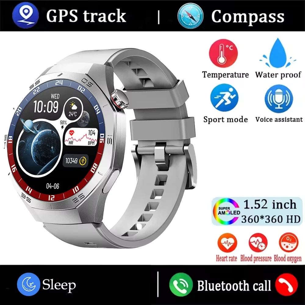 New GT5 Pro Sport Smart Watch Men HD AMOLED Screen GPS Motion Trajectory Heart Rate Bluetooth Call 1.52" NFC SmartWatch IP68+box