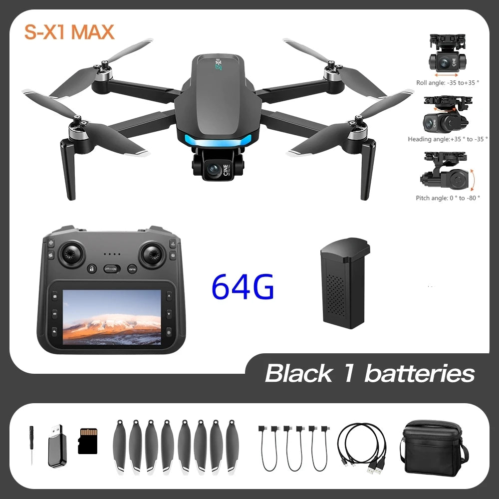 Mini Drone Professional 3-Axis Gimbal 5G WIFI GPS 8K Camera RC Drone with Screen Digital Relay Image Transmission Aerial UAV