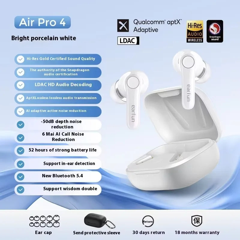 EarFun Air Pro 4 Wireless Earphone Active Noise Reduction HI-FI Bluetooth5.4 Earphones E-sports IPX5 Waterproof PC Gamer Earbuds