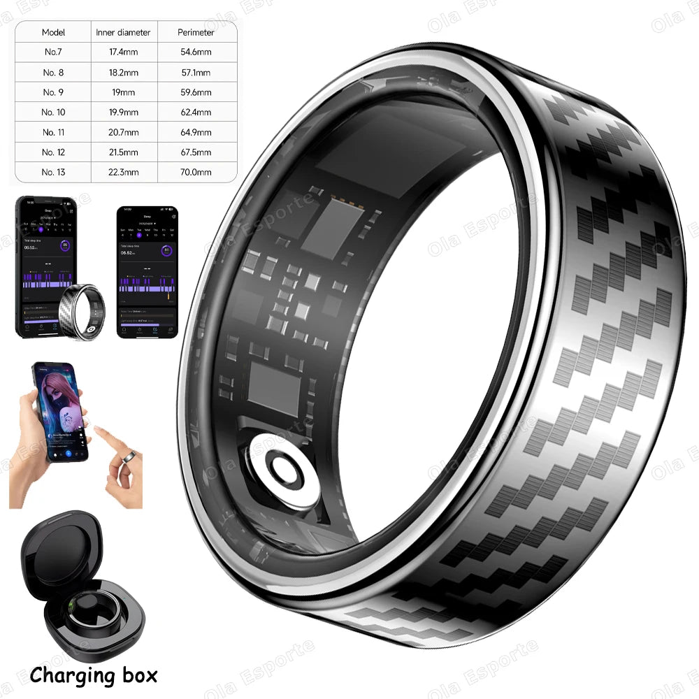 Smart Ring Lnformation Flashing Prompt Multiple Sports Modes Waterproof Fitness Rings Pedometer For Men Women Health Monitoring