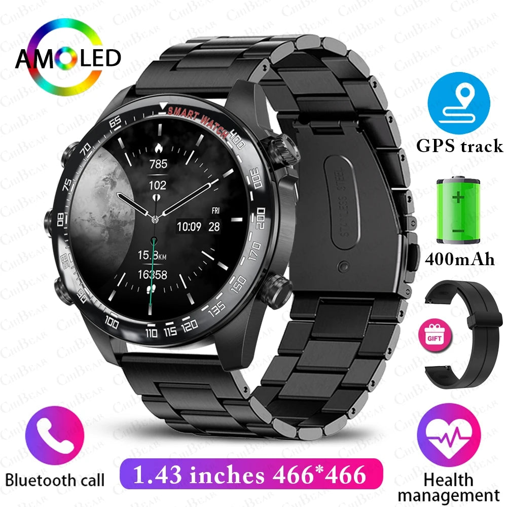 Men's Business Smart Watch AMOELD HD Screen Bluetooth Call Smartwatch NFC GPS Sports Smartwatch 2025 New