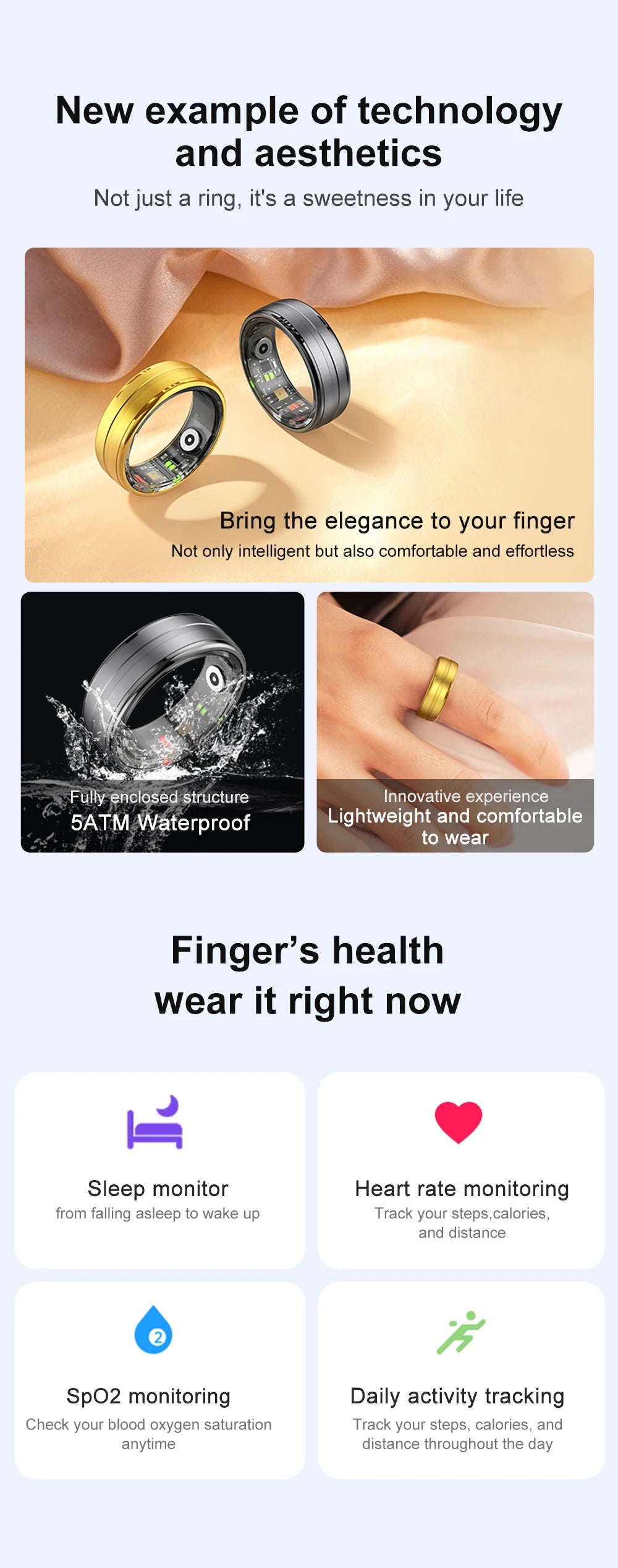 2025 R06 Smart Ring Men Women Health Monitor IP68 Waterproof Man Smartring Fitness Tracking Smart Rings Multiple Sport Modes