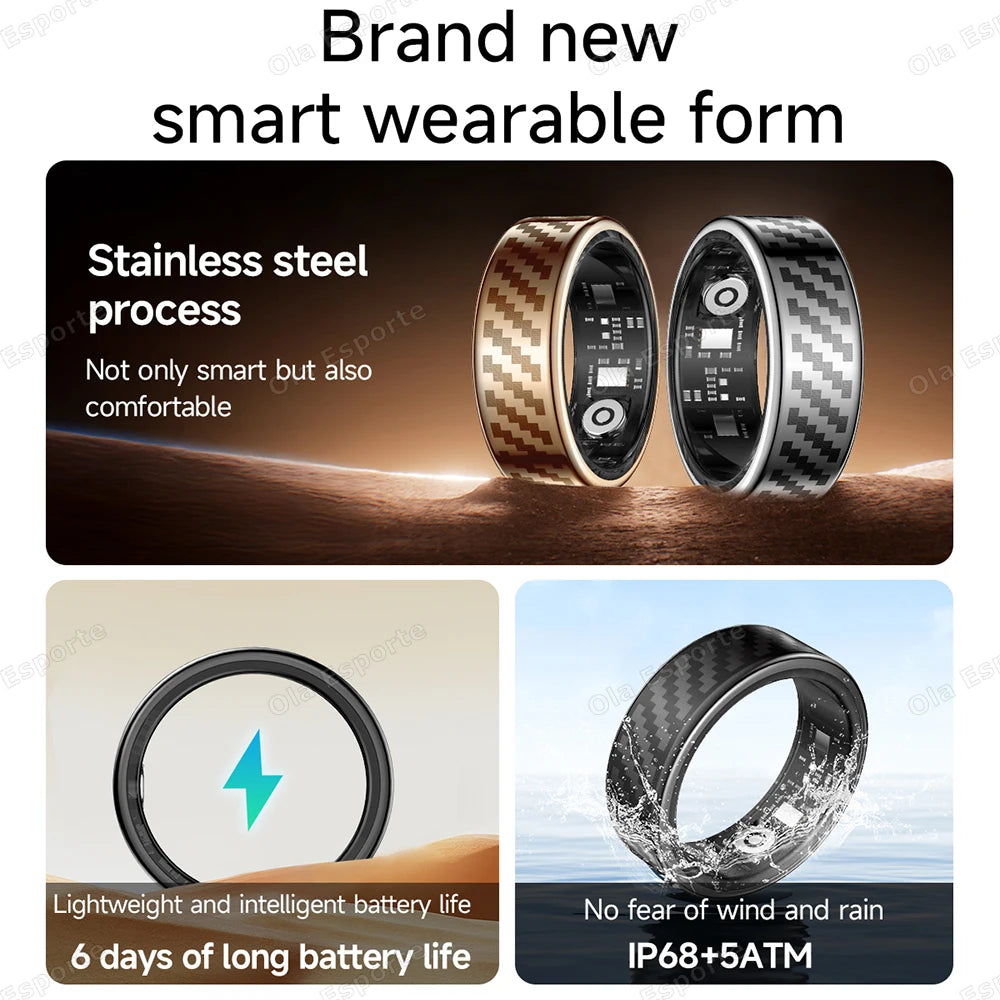 Smart Ring Lnformation Flashing Prompt Multiple Sports Modes Waterproof Fitness Rings Pedometer For Men Women Health Monitoring