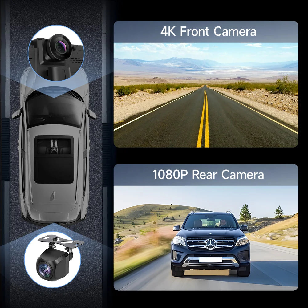 11.26 inch IPS Touch Screen Multimedia Video Player Portable 4K Car DVR Wireless CarPlay Android Auto Dual Lens Driving Recorder