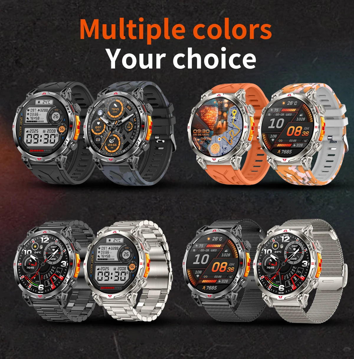 2025 Best seller Military AMOLED HD SmartWatch GPS Compass 10ATM Waterproof Tactics 170+Sport BT call SmartWatch 650Mah Battery