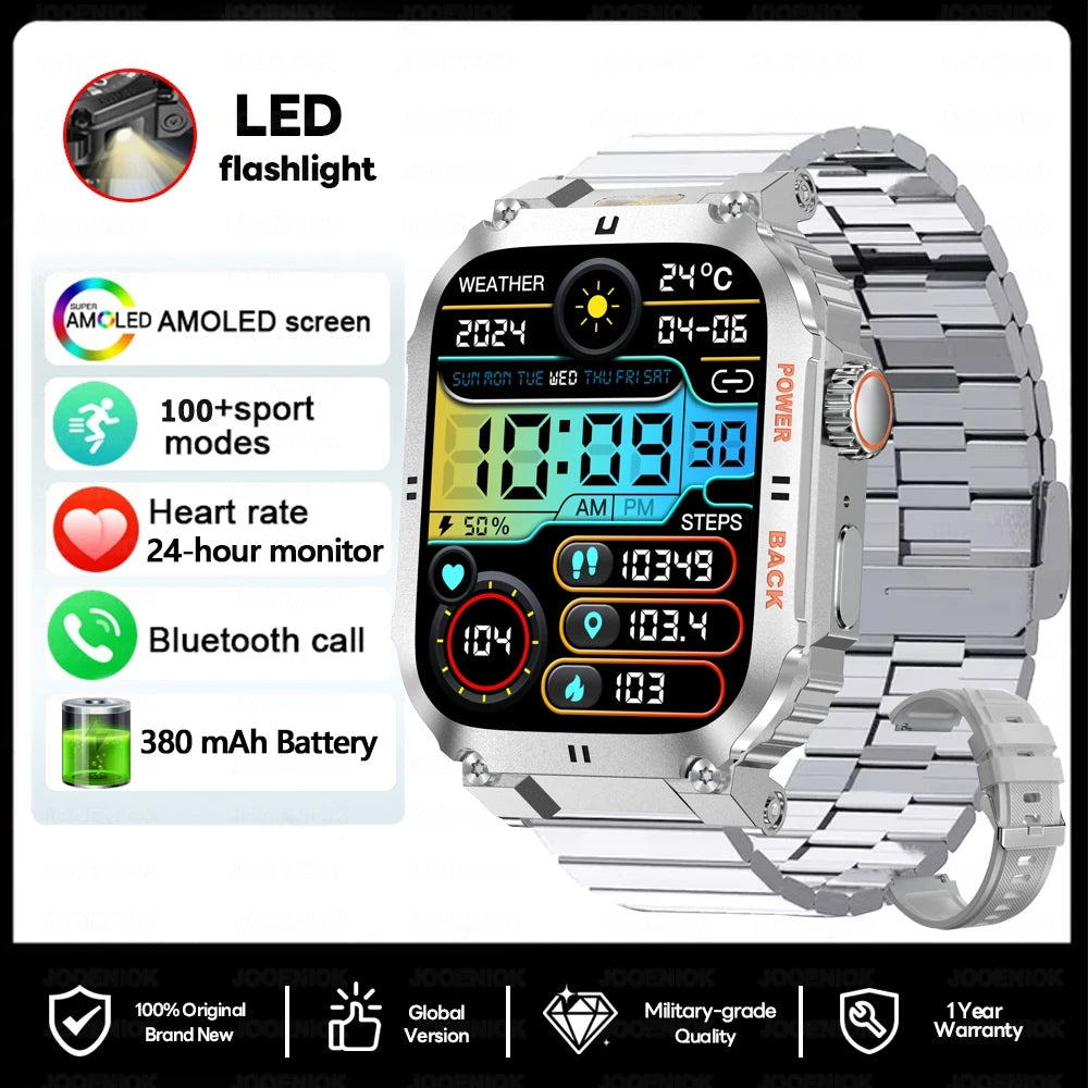 Men's Outdoor Sports Bluetooth Call Smart Watch 1.91 Inch Full Screen Touch Flashlight 110+ Sport Mode Smartwatch 2025 New