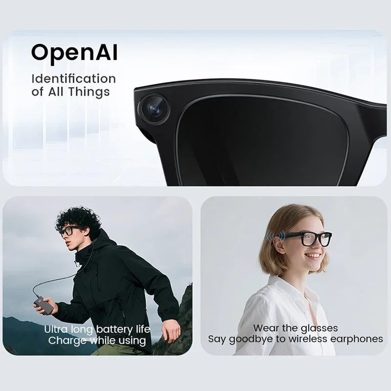 2025 New Smart Glasses 800W HD Camera AI Identification Touch 1080P HD Video Recording Al Voice Wireless Calling Smart Glasses