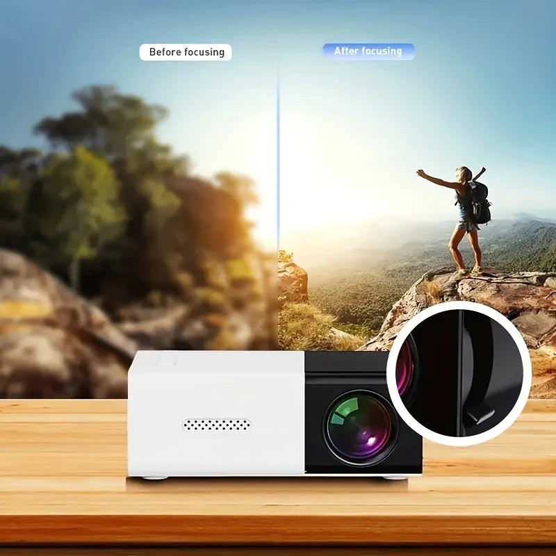 1Pc Bright 3000+ Lumen HD Mini Projector – Portable, 3D-Ready, Multi-Device Compatible, with Remote