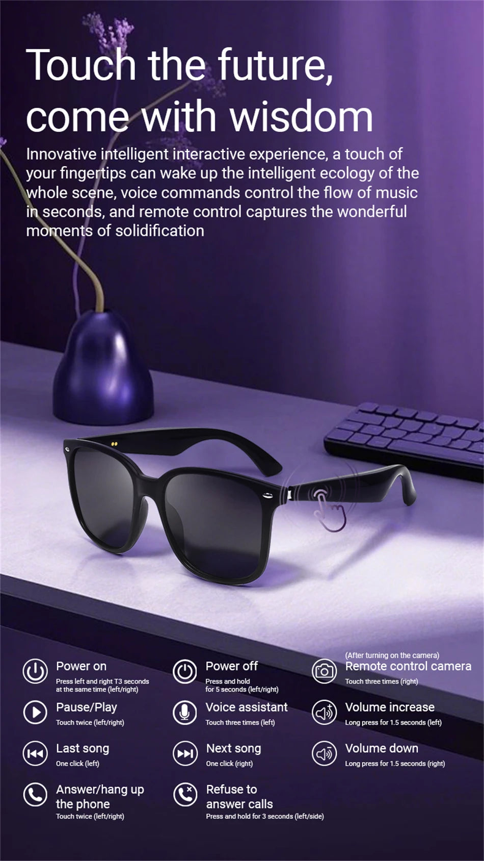 LIGE New Smart Glasses Women Men AI Intelligent Translation 100 Language UV Protection Sunglasses Driving Wireless Music Eyewear