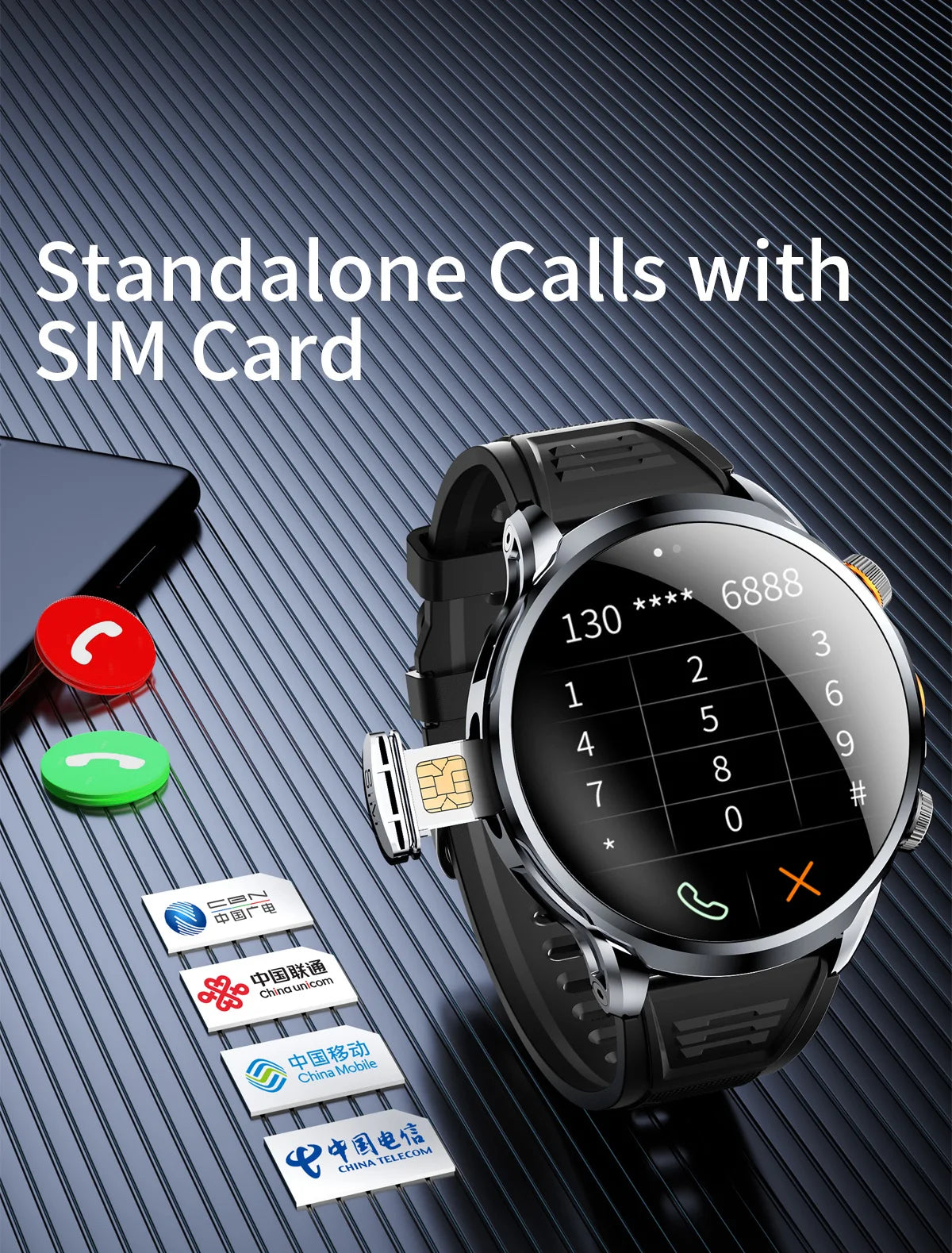 2024 H18 Smart Watch 1.85'' Large Screen HD Display 5G SIM Card WIFI Video Call Side Camera Fitness Tracker Pedometer for Men