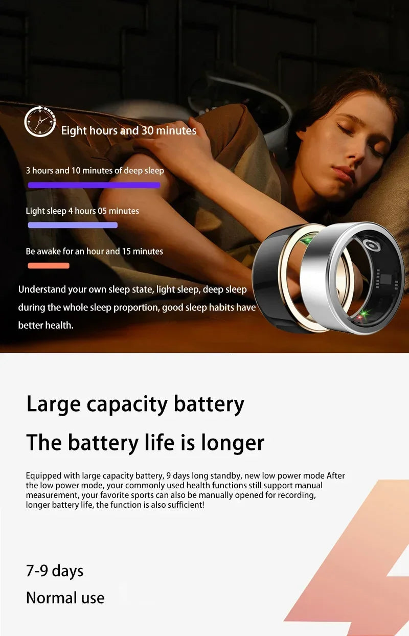 Xiaomi Smart-Ring Bluetooth Health Monitoring Blood Oxygen Sleep Heart Rate Multi-sport Modes Waterproof IP68&5ATM Men Women New