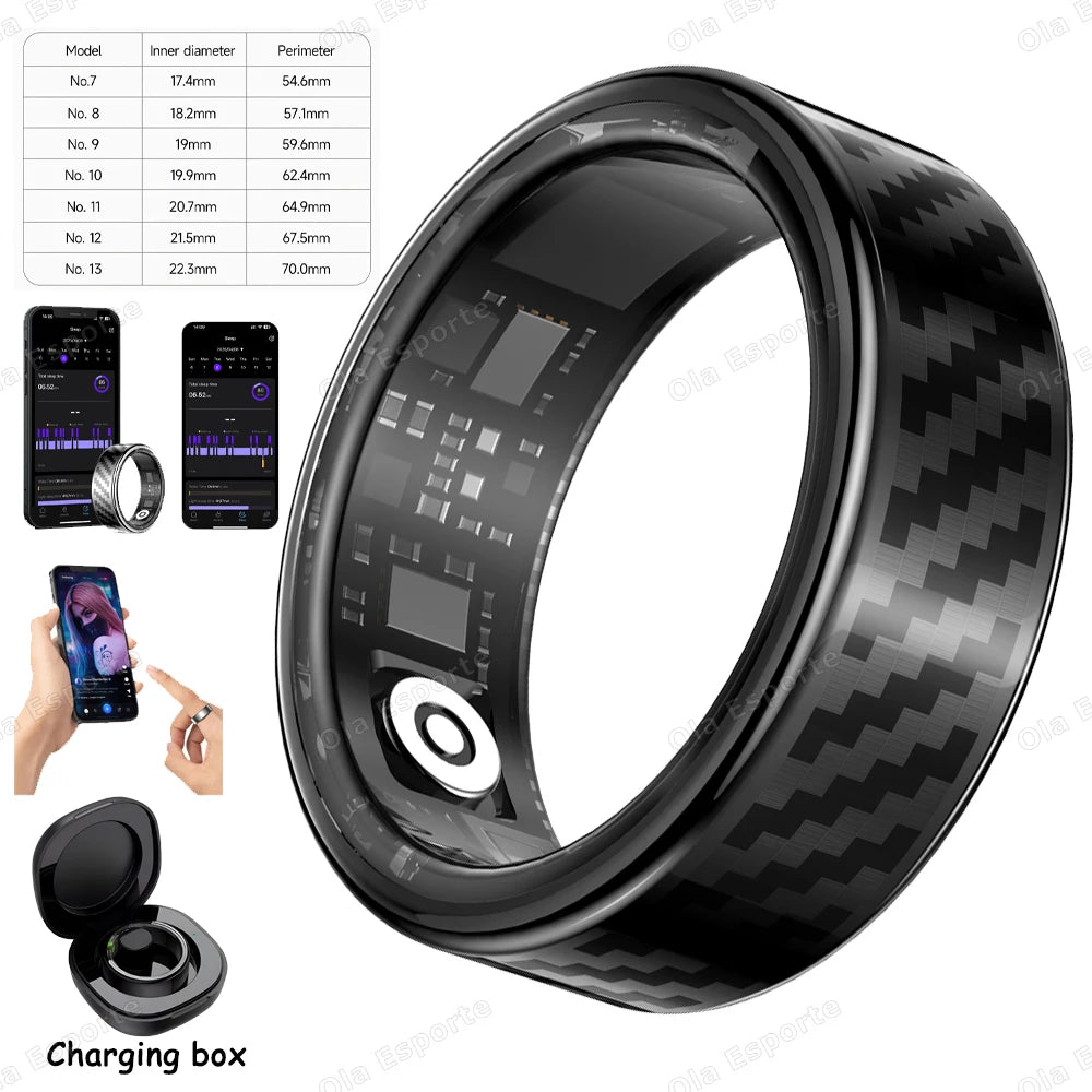Smart Ring Lnformation Flashing Prompt Multiple Sports Modes Waterproof Fitness Rings Pedometer For Men Women Health Monitoring