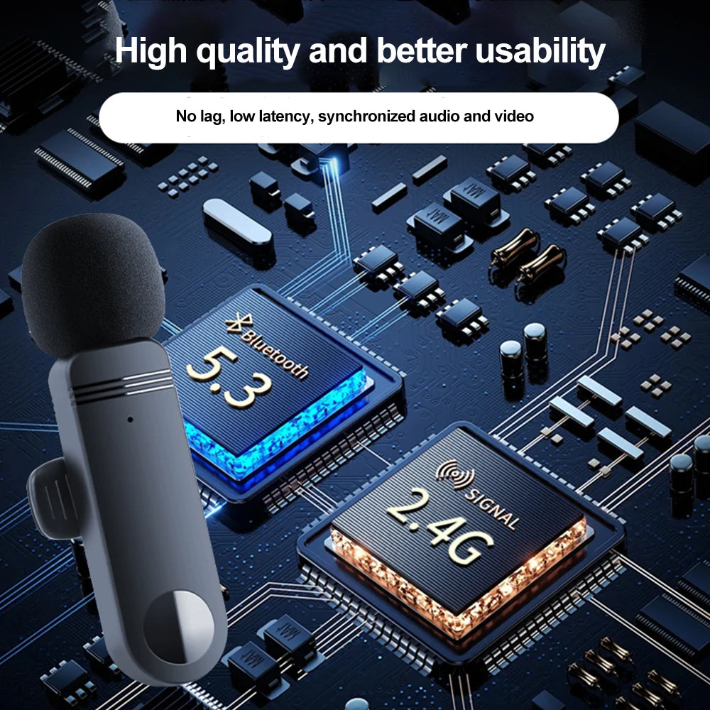 2.4G Wireless Lavalier Microphone With Windproof Cove Audio Video Recording Mini Mic For Android Mobile Phone Microphone
