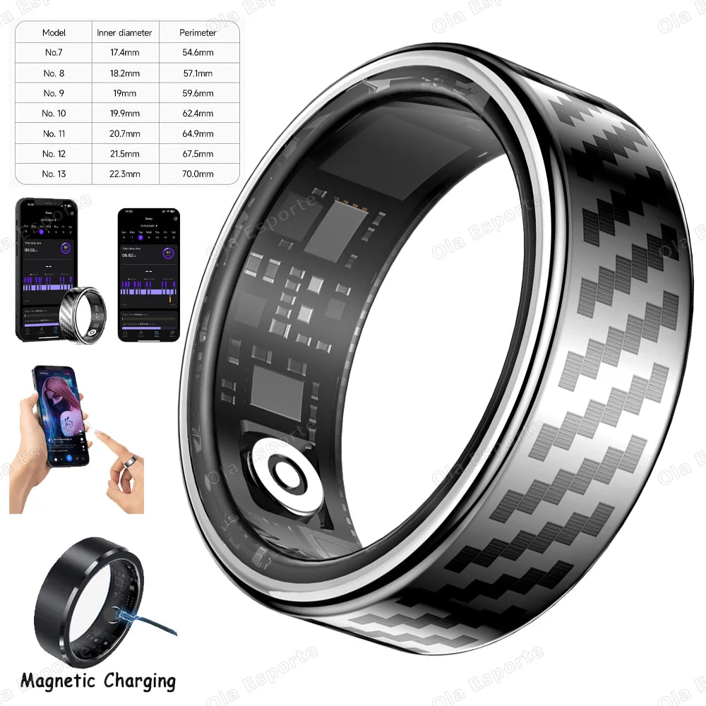 Smart Ring Lnformation Flashing Prompt Multiple Sports Modes Waterproof Fitness Rings Pedometer For Men Women Health Monitoring