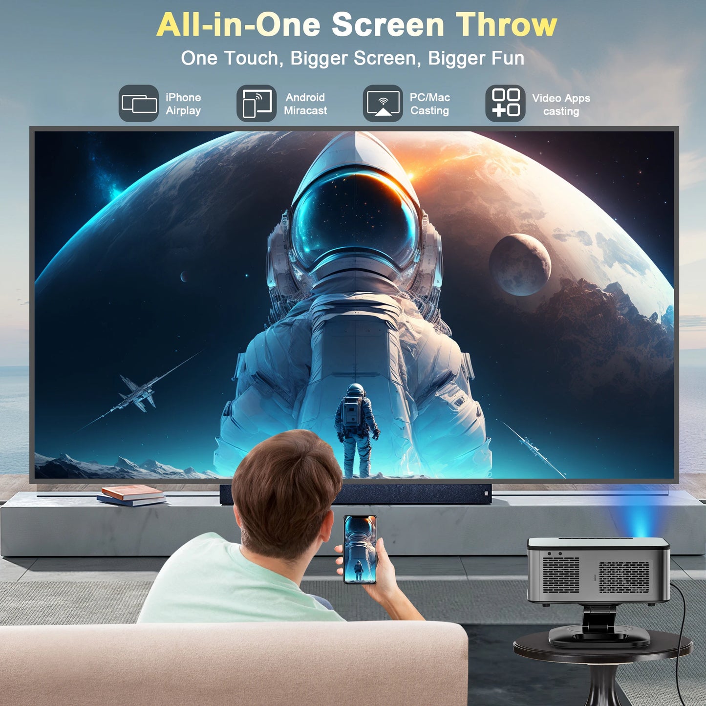 2025 Horlat 45000 Lumens 4K UHD Projector Laser TOF Focus Android 12 WiFi 1080P Full HD Home Theater Movie Projector for Netflix