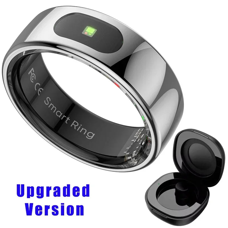 Smart Ring with Case-Skin Temperature Measure,Message Call Reminder,Sport Health Sleep Monitor,IP68 5ATM,Touch Control Rings