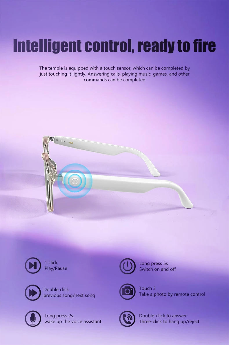 Smart Glasses Listenable Songs, Wireless Headphone Glasses, Shades for Women & Men, 3in1 Smart Glasses that Play Music