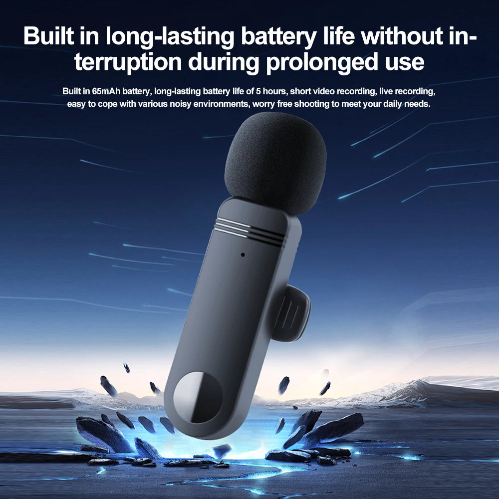 2.4G Wireless Lavalier Microphone With Windproof Cove Audio Video Recording Mini Mic For Android Mobile Phone Microphone