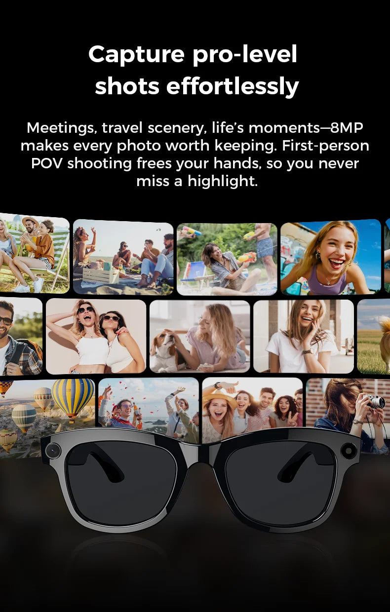 2025 New 800w HD Smart Glasses UV Protective Voice Assistant Touch Control Hands-Free Sound Surround Local Music Smart Glasses